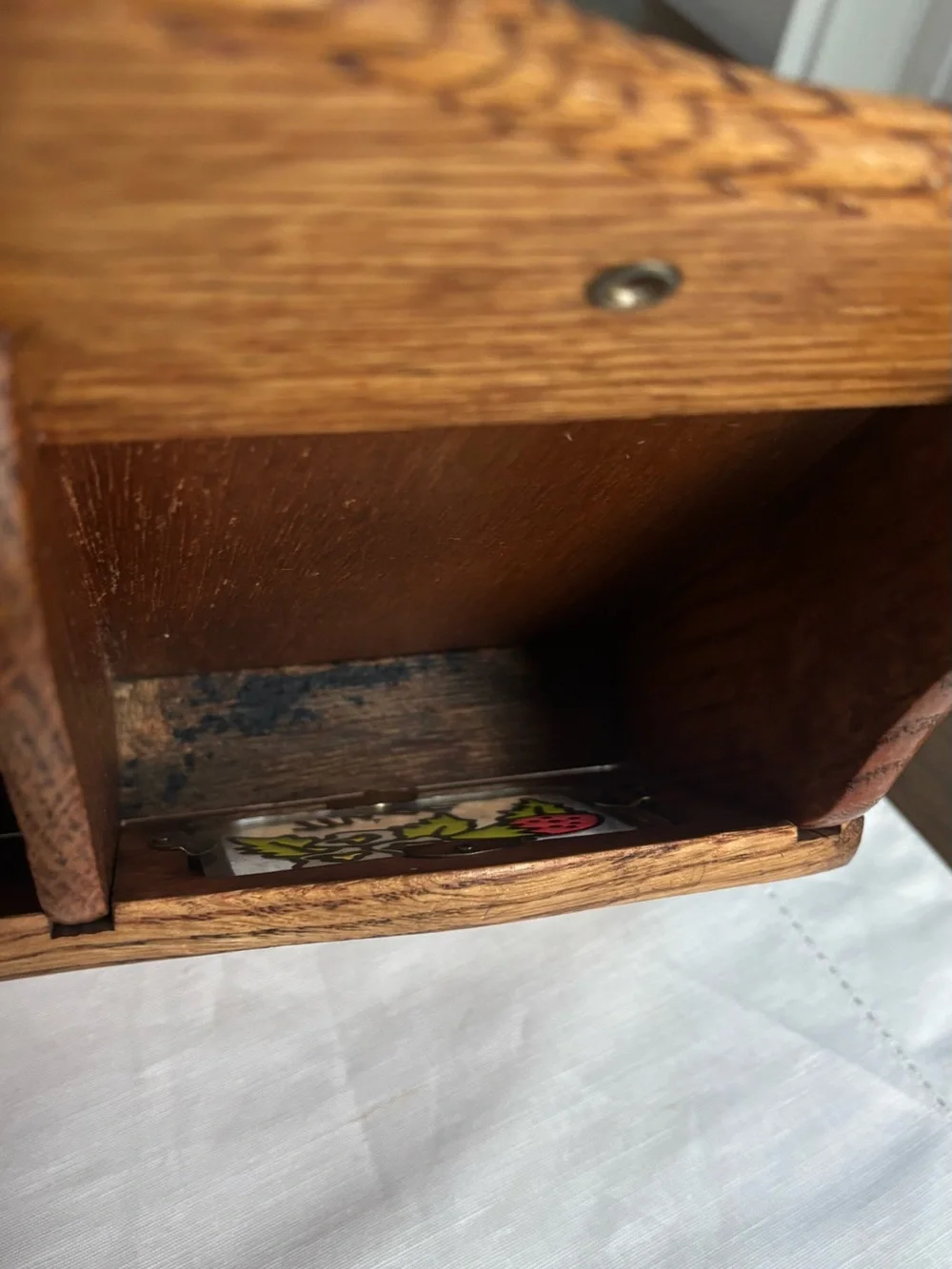Vintage Wooden Wall Mail & Key Hanger with Strawberry Window Accents Cottagecore